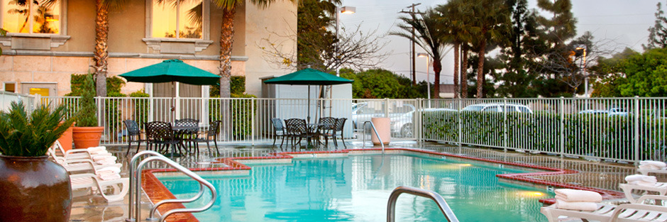 The outdoor, heated pool