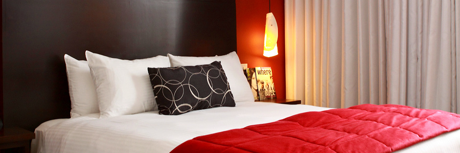 Deep colors add drama in the Deluxe Room