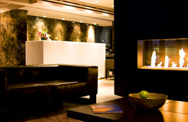 O Hotel fireplace in the lobby